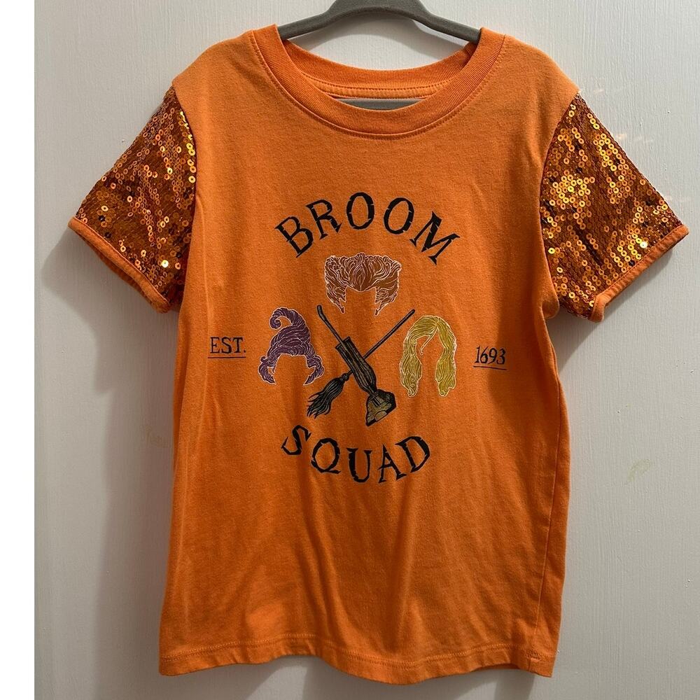 Girl's Disney Hocus‎ Pocus Broom Squad Sequenced Halloween Top Size Small/6